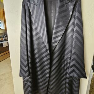 Black Striped Silk Gucci Evening Coat.  Size 38.  Never Worn.